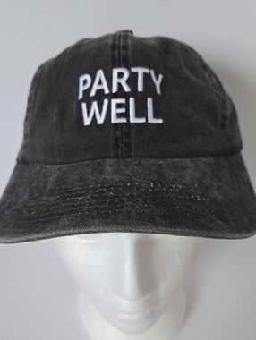 Wynk Party Well Black Baseball Cap 100% Cotton
